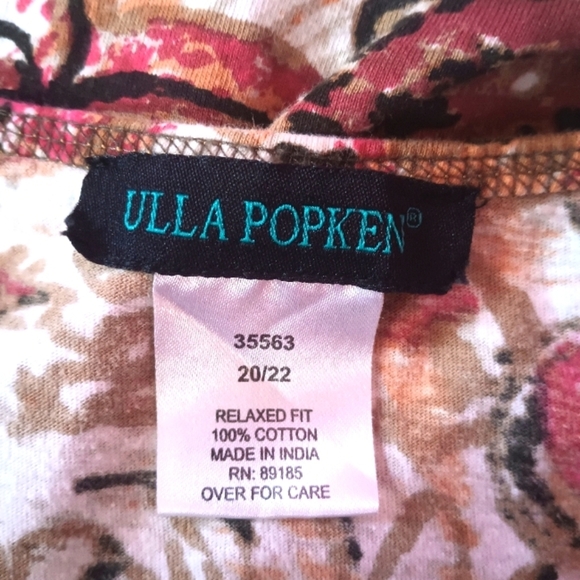 Ulla Popken Ladies Multicolor Bohemian Cotton V-neck Blouse - Picture 4 of 5